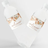 Elegant Script Bloemen Terracotta Welkom bruiloft Waterfles Etiket