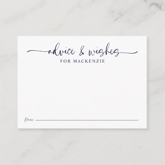 Elegant Script Blue Afstuderen Advies en wensen Informatiekaartje (Voorkant)