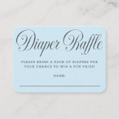 Elegant Script Blue Boyl Baby Shower Diaper Raffle Informatiekaartje (Voorkant)