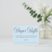 Elegant Script Blue Boyl Baby Shower Diaper Raffle Informatiekaartje (Staand voorkant)