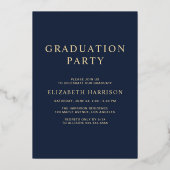 Elegant Script Blue College Graduparty Folie Uitnodiging (Achterkant)