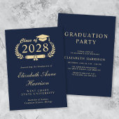 Elegant Script Blue College Graduparty Kaart