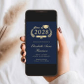 Elegant Script Blue College Graduparty Kaart