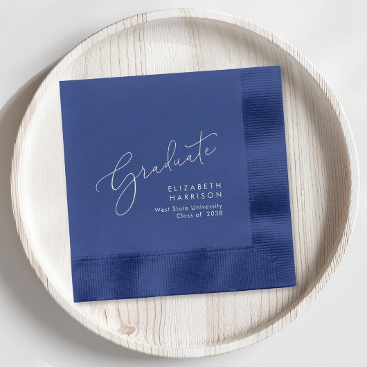 Elegant Script Blue Graduation Party Folie Servetten