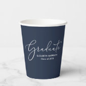 Elegant Script Blue Graduation Party Papieren beke Bekers (Achterkant)