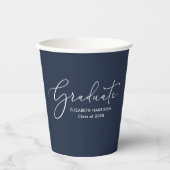 Elegant Script Blue Graduation Party Papieren beke Bekers (Voorkant)