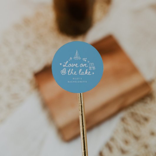 Elegant Script Blue Lake Meisjesuitje Ronde Sticker