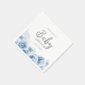 Elegant script blue waterverf floral baby shower servet (Hoek)