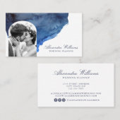 Elegant Script Blue Waterverf Photo Professional Visitekaartje (Voorkant / Achterkant)