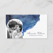 Elegant Script Blue Waterverf Photo Professional Visitekaartje (Voorkant)