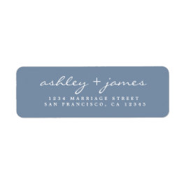 Elegant Script  Blue Wedding Return Address Etiket