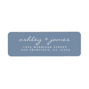 Elegant Script  Blue Wedding Return Address Etiket