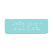 Elegant Script Blue Wedding Return-adres Etiket (Voorkant)