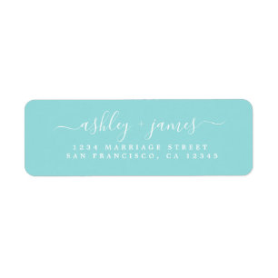 Elegant Script Blue Wedding Return-adres Etiket