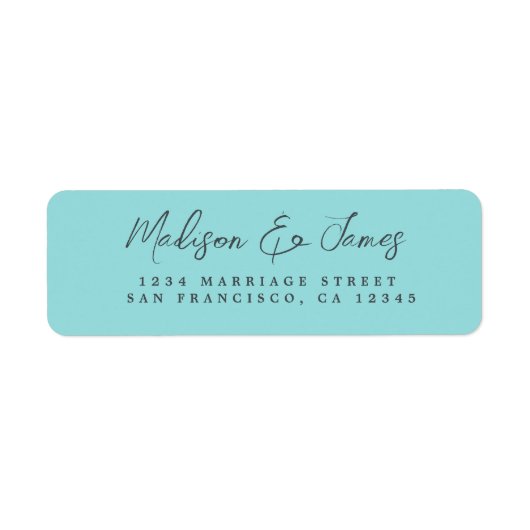 Elegant Script Blue Wedding Return-adres Etiket (Voorkant)