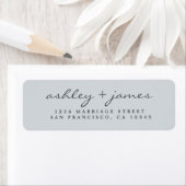 Elegant Script Blue Wedding Return-adres Etiket (Insitu)