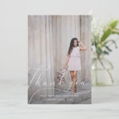Elegant Script Blush Afstuderen Bedankt Foto (Staand voorkant)