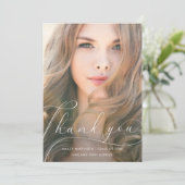 Elegant Script Blush Afstuderen Bedankt Foto (Staand voorkant)