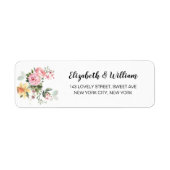 Elegant Script Blush Floral Simple Modern Wedding Etiket (Voorkant)
