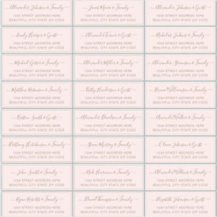 Elegant Script Blush Gold Wedding Guest Address Sticker