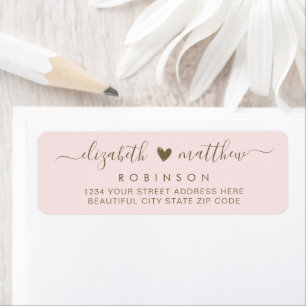 Elegant Script Blush Gold Wedding Return Address Etiket