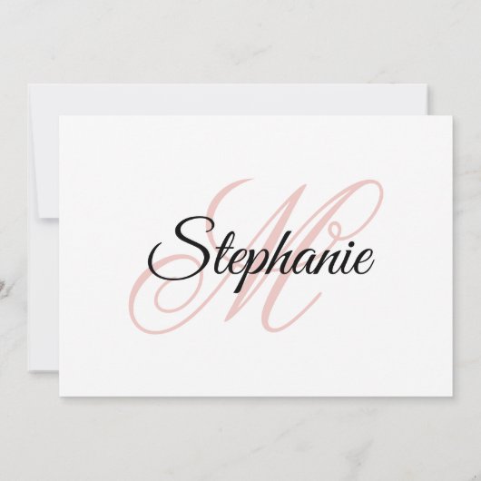 Elegant Script Blush Monogram Foto 50e verjaardag Kaart (Achterkant)