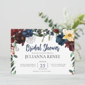 Elegant Script Blush Navy Bloemen Vrijgezellenfees Kaart (Staand voorkant)