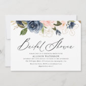 Elegant script blush & navy vrijgezellenfeest  kaart (Voorkant)