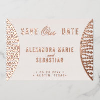 Elegant Script Blush Pearl Save the Date Roos Gold