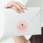 Elegant Script Blush Pink Cheers op de Afstuderen Ronde Sticker