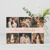 Elegant Script Blush Pink Gold 6 Foto Collage Bedankkaart (Staand voorkant)