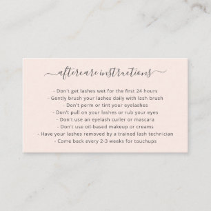 Elegant Script Blush Pink Lash Aftercare Lashes Visitekaartje