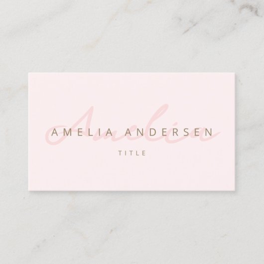 Elegant Script Blush Pink Visitekaartje (Voorkant)