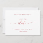 Elegant script, Blush Pink, White Simple Wedding Save The Date (Voorkant)