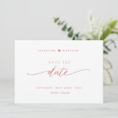 Elegant script, Blush Pink, White Simple Wedding Save The Date (Staand voorkant)
