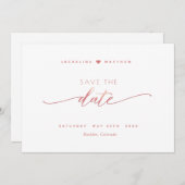 Elegant script, Blush Pink, White Simple Wedding Save The Date (Voorkant / Achterkant)