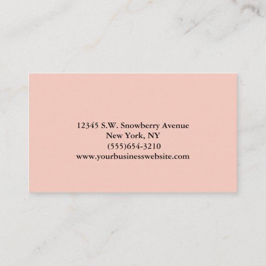 Elegant Script Blush Roos Floral & Folie Glitter Visitekaartje (Achterkant)