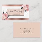Elegant Script Blush Roos Floral & Folie Visitekaartje (Voorkant / Achterkant)
