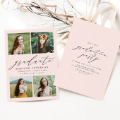 Elegant Script Blush Roze 4 Foto Graduation Party Kaart