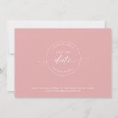 Elegant script, blush roze, eenvoudige bruiloft save the date (Achterkant)