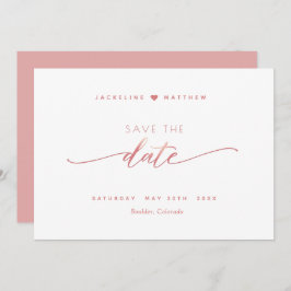 Elegant script, blush roze, eenvoudige bruiloft save the date