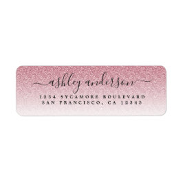 Elegant Script Blush roze Glitter Return Address Etiket