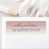 Elegant Script Blush roze Glitter Return Address Etiket (Insitu)