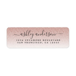 Elegant Script Blush roze Glitter Return Address Etiket