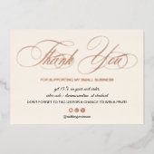 Elegant script blush roze logo order bedankt folie uitnodiging (Voorkant)