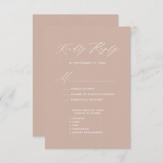 Elegant Script Blush Roze Minimalistische Bruiloft Informatiekaartje (Voorkant / Achterkant)