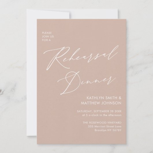 Elegant Script Blush Roze Repetitie Diner QR Kaart (Voorkant)