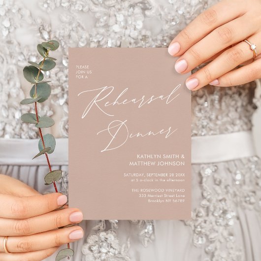 Elegant Script Blush Roze Repetitie Diner QR Kaart