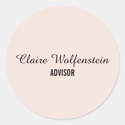 Elegant Script Blush Roze Zakelijk Ronde Sticker (Voorkant)