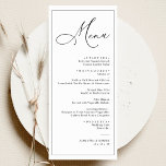 Elegant Script Blush Simple Weddenrenmenu Menu<br><div class="desc">Ontworpen om met ons Romantic de trouwkaart van het Manuscript van het Manuscript, deze klantgerichte kaart van het Menu te coördineren, kenmerkt een het vegen tekst van de manuscriptkalligrafie die met een klastige serif doopvont in zwart met een stompe brij terug met een klantgericht monogram wordt in paren wordt gerangschikt....</div>